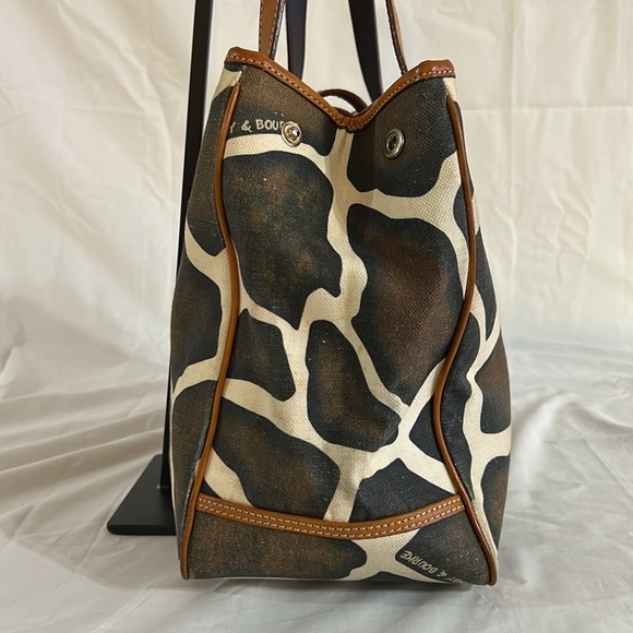 VTG DOONEY AND BOURKE GIRAFFE ANIMAL PRINT CANVAS/LEATHER TOTE SHOULDER BAG - Picture 5 of 14